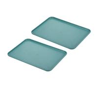PATIKIL 15x11" Fast Food Vassoio 2 Pacco PP Plastica Riutilizzabile Multiuso Antiscivolo Rettangolo Vassoio Servizio per Caffetteria Ristorante Casa Cucina Scuro Verde