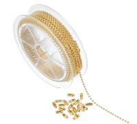 PATIKIL 16.4 Piei Catena A Sfera in Acciaio Inossidabile, Catena per Piastrine Militari con 20 Pezzi Connettori per Creazione di Gioielli DIY Artigianato Decorazione Appesa, Oro