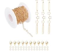 PATIKIL 16.4Ft Catena A Stelle Cave con Clip, Catena per Creazione di Gioielli con Anelli A Salto E Moschettoni per Fai da Te, Colore Oro Rosa