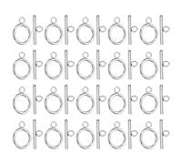 PATIKIL 16mm/0,63" Diametro Chiusura a Leva, 20 Set Connettore Chiusura a Fibbia Rotonda Acciaio Inossidabile 304 e Barra a T per Creazione Gioielli Collane Bracciali Fai Da Te, Argento