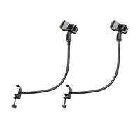 PATIKIL 18,5" Supporto Microfono Tavolo con Asta Flessibile a Collo d'Oca, 2pz Supporto per Microfono Tavolo Braccio Flessibile con Clip, 3/8" a 5/8" Microfono Clip a Molla per Canto, Nero