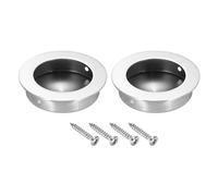 PATIKIL 2.36 Pollici/60mm Dia Rotondo Incassato Porta a Tirante 2pz 304 Inossidabile Acciaio Dita Maniglie Armadi Maniglie per Porte Scorrevoli Armadi Cassetti Argento