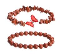 PATIKIL 2 braccialetti di cristallo ametista perline braccialetto farfalla fascino stretch, marrone