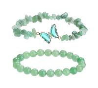 PATIKIL 2 braccialetti di cristallo ametista perline braccialetto farfalla stretch, verde chiaro
