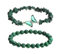 PATIKIL 2 braccialetti di cristallo ametista perline braccialetto farfalla stretch, verde scuro