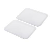 PATIKIL 2 Pacco 10.4x7.9" Fast Food Vassoio Plastica Servire Bianco | Riutilizzabile, Multiuso, Rettangolo, per Caffetteria Ristorante Cucina Casa
