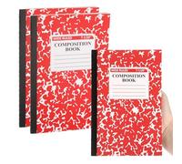 PATIKIL 2 Pack A5 Notebook, A5 Journal Mini Notebook Pocket Marble Memo Notepads Wide Ruled Lined Sketchbook Small 8.3x5.5 Inch 30 Sheets for Men Women Office Supplies Travelers,Red