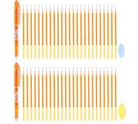 PATIKIL 2 Penne Gel Cancellabili Con 50 Ricariche E 2 Gomme, Penne Termocancellabili 0.5mm Con Inchiostro Arancione Per Tessuti Penna Marcatori Per Cucire Trapunte Scrivere