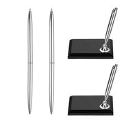 PATIKIL 2 Penne Matrimonio Set Penna Libro Base Quadrata Acrilica Argento | Ospiti, Per Cerimonia Firma Ospiti Ricevimento Matrimonio Fidanzamento