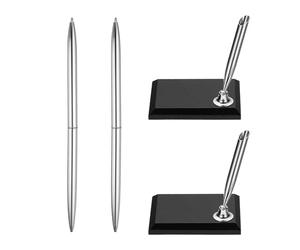 PATIKIL 2 Penne Matrimonio Set Penna Libro Base Quadrata Acrilica Argento | Ospiti, Per Cerimonia Firma Ospiti Ricevimento Matrimonio Fidanzamento