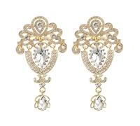 PATIKIL 2 Pezzi Grande Spilla Con Strass, Spilla Vintage A Forma Di Bouquet Di Cristallo Dorata Per Donne Matrimonio Bridal Compleanno Ballo, Dorato (3.7x2 Pollici)