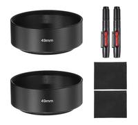 PATIKIL 2 Pezzi Paraluce, 49mm Montaggio Standard A Mezza Focale Tappo A Vite In Metallo Per Fotocamera Con Panno E Penna Per Pulizia, Nero