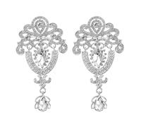 PATIKIL 2 Pezzi Spilla Grande Con Cristalli, Spilla Bouquet Vintage Cristallo Argento Per Donna Matrimonio Sposa Compleanno Ballo Banchetto Decorazione, Argento (3.7x2 Pollici)