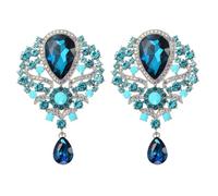 PATIKIL 2 Pezzi Spilla Grande Con Strass Spilla Bouquet Cristallo Vintage Decorativa Per Donne Feste Di Compleanno Banchetto Ballo Decorazione Azzurro Chiaro (3.5x2.2 Pollici)