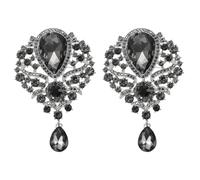 PATIKIL 2 Pezzi Spilla Grande Con Strass Spilla Vintage Bouquet Di Cristallo Grigio Spille Per Donna Matrimonio Festa Nascita Ballo Banchetto Decorazione Grigio (3.5x2.2 Pollici)