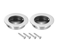 PATIKIL 2 Pollici/50mm Dia Rotondo Incassato Porta a Tirante 2pz 304 Inossidabile Acciaio Dita Maniglie Armadi Maniglie per Porte Scorrevoli Armadi Cassetti Argento