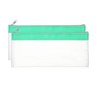 PATIKIL 2 sacchetti per soldi con cerniera, 2 pezzi, in PVC trasparente, per deposito di contanti, banche, trucchi, monete, cosmetici, banconote, ciano, blu