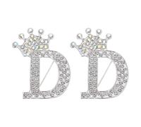 PATIKIL 2 spille a forma di corona, con strass e lettera dell'alfabeto D, per abiti da donna, abiti, cappotti, vestiti, artigianato, color argento