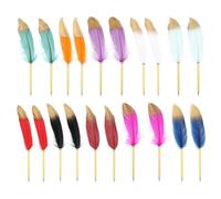 PATIKIL 20 Pezzi Penne a Sfera con Piuma Bulk 0,5mm Inchiostro Nero Asta Placcata Vintage per Ufficio, Firma degli Ospiti al Matrimonio