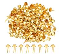PATIKIL 200 Pcs Borchie In Metallo Piedi Borsa Chiodi A funghi, Fondo Piatto A Rebbio Per Borsa, Ideali Per Borse, Decorazione, Abbigliamento, Fai Da Te (Tono Oro, 0.4 X 0.7 Pollici)
