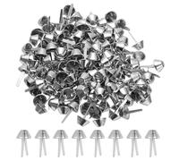 PATIKIL 200 Pz Borchie Metalliche Piedini Tonargento 0.4 x 0.7 Pollici | Ideali per Borse Decorazioni Abbigliamento Lavori Creativi, Fondo Piatto Rebbio Borsetta, Borsa a funghi