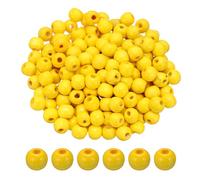 PATIKIL 200 Pz Perline in Legno da 10mm per Creare Gioielli, Perline rotondo Sfuse per Creare Gioielli Macramé Bracciale Fai da Te, Giallo