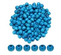 PATIKIL 200 Pz Perline in Legno da 10mm per Creare Gioielli, Perline rotondo Sfuse per Gioielli Macramé Bracciale Fai da Te Decorazione Artigianale, Blu Cielo