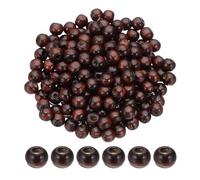 PATIKIL 200 Pz Perline in Legno da 10mm per Creare Gioielli, Perline rotondo Sfuse per Gioielli Macramé Bracciale Fai da Te Decorazione Artigianale, Marrone