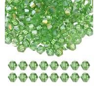 PATIKIL 200pz Perline Bicono in Cristallo da 6mm, Perline Bicono in Vetro a Facette Sfaccettate Sfuse per Creazione di Gioielli Bracciale Collana Orecchini a Vento Artigianato, Verde