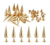 PATIKIL 20mm Borchie Abbigliamento, 20 Set Borchie e Spine Rivetti Pelle Coni Metallo Viti Abbigliamento Artigianato Pelle Scarpe Borsa Punk Leathercraft, 7x20mm, Tono Oro