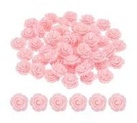 PATIKIL 20mm Rosa Fiore Resina Cabochon, 50 Pz Mini Rosa Fiore Flatback Resina per Scrapbooking DIY Artigianato Decorazione Custodia Telefono Gioielli, Rosa Chiaro