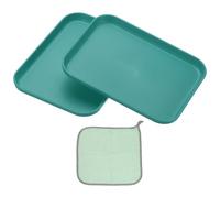 PATIKIL 20x15cm Vassoio Plastica, 2Pz Piatti Rettangolari Piccoli Vassoi da Portata Decorativo Vassoio con Panno Riutilizzabili Alimenti Grano per Dessert Frutta Torte,Verde Scuro