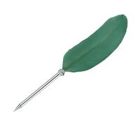 PATIKIL 21cm/8" Penna a Sfera con Piuma, 1pz Inchiostro Penna d'Oca Vintage Placcata Penna a Stilo per Calligrafia Firma Regalo Matrimonio, Verde