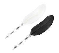 PATIKIL 21cm/8" Penna a Sfera con Piuma, 2pz Inchiostro Penna d'Oca Vintage Placcata Penna a Stilo per Calligrafia Firma Regalo Matrimonio, Nero Bianco