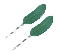 PATIKIL 21cm/8" Penna a Sfera con Piuma, 2pz Penna d'Oca Vintage Inchiostro Raffinata Penna Immersione Placcata per Calligrafia Firma Regalo Nozze, Verde