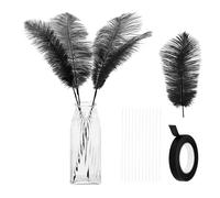 PATIKIL 24 Piume di Struzzo Naturali 10-12 Pollici / 25-30 CM Grande Kit di Piume di Struzzo per Artigianato, Vaso, Decorazione Casa, Matrimonio, Festa, Composizione Floreale (Nero)