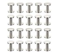 PATIKIL 25 Set di Viti Chicago, 10mm Viti a Slitta per Raccordi a Compressione L Bulloni Rivetti in Ottone Raccordi a Compressione per Cinture Pelle Album Ritagli Fotografici, Tono Argento