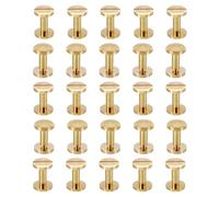 PATIKIL 25 Set di Viti Chicago, Viti a Pressione Scanalate M4x10mm, Bulloni a Vite Rilegatura Pelle, Rivetti Ottone, Connettori Acciaio Cinture Pelle, Album di Foto Scrapbook, Dorato