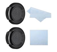 PATIKIL 25mm Tappo Obiettivo, 2pz Copriobiettivo a Pinze Laterale con Panno per la Pulizia, Adatto per Obiettivi DSLR Universali 25mm, Nero