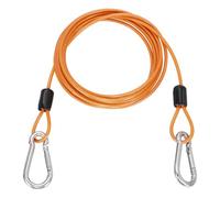 PATIKIL 2m Cavo Sicurezza Acciaio Con Moschettone, 1Pc Cavo Flessibile Rivestito PVC Con Doppio Anello Per Blocco Bici Catena Sicurezza Per Viaggi All'Aperto, Colore Arancione Trasparente