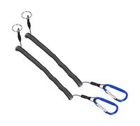 PATIKIL 2m Pesca Strumento Cordino, 2pz Sicurezza Cavo Spirale Cordino Tether Retrattile con Blu Metallo Clip Portachiavi per Canottaggio Kayak, Trasparente Nero