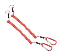 PATIKIL 2m Pesca Strumento Cordino, 2pz Sicurezza Cavo Spirale Cordino Tether Retrattile con Metallo Clip Portachiavi per Canottaggio Kayak, Rosso