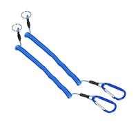PATIKIL 2m Pesca Strumento Cordino, 2pz Sicurezza Cavo Spirale Cordino Tether Retrattile con Metallo Clip Portachiavi per Canottaggio Kayak, Blu