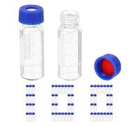 PATIKIL 2ml Autocampionatore Vial, 100pz HPLC/GC Fiale 9-425 Laboratorio Trasparente Fiale campioni Fiala Vite Cappuccio Scrittura Toppa Rosso PTFE & Bianco Silicone Setti per LC Stampino