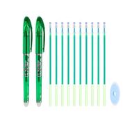 PATIKIL 2Pz Ricariche Penne Cancellabili con 10 Ricarica E 1 Gomma, 0.5Mm caldo Penna Cancellabile Gel inchiostro Verde Per Tessuti Pennarelli Per Tessuti Per Cucito Pianificazione