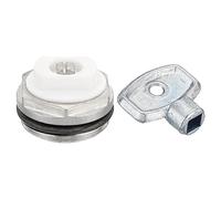 PATIKIL 3/4" BSP Maschio Filettatura Manuale Radiatore Aria Sfiato Tappo Valvola Kit con Chiave, Nichel Placcato Ottone Spina per Radiatore Riscaldatore, Argento Bianco