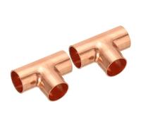 PATIKIL 3/4" ID Raccordo a T Rame, 2pz 3 Vie Raccordo per Tubo a Pressione Giunto Saldatura con Connessione Sudore per saldatura con connessione a saldare per HVAC Condizionatori d'Aria