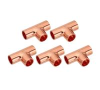 PATIKIL 3/8" ID 1mm Spessore Raccordo in Rame a T, 5pz 99,9% Vie Puro Raccordo per Tubo in Rame Connettore Tubo a Raggio Corto con Connessione a Saldare a Caldo