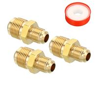 PATIKIL 3/8 SAE Maschio x 5/8 SAE Maschio Ottone Tubo Accoppiatore 2pz Tubi Raccordo Filettatura Gas Adattatore Svasato Connettore Unione Accoppiamento con PTFE Nastro per Idraulica HVAC