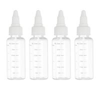PATIKIL 30 Ml/1 oz Bottiglie di Plastica a Spremere con Cappuccio a Vite Bianco, 4 Pz Bottiglia di Erogazione Rotonda Graduata Vuota Bottiglia Puntuta per Artigianato, Oli,Trasparente
